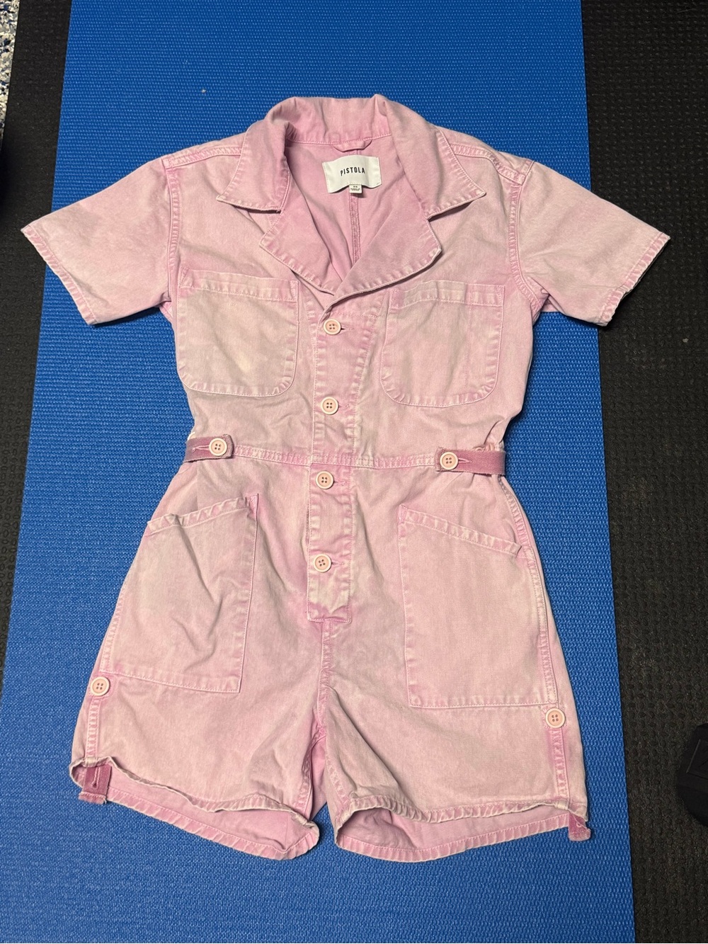 pistola Washed Pink Short-Sleeve Utility Romper